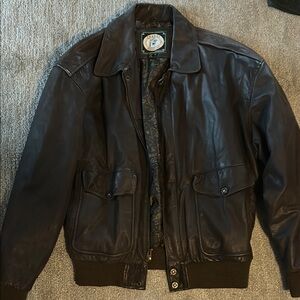 Cougar Brown Leather Jacket with Ribbed Cuffs